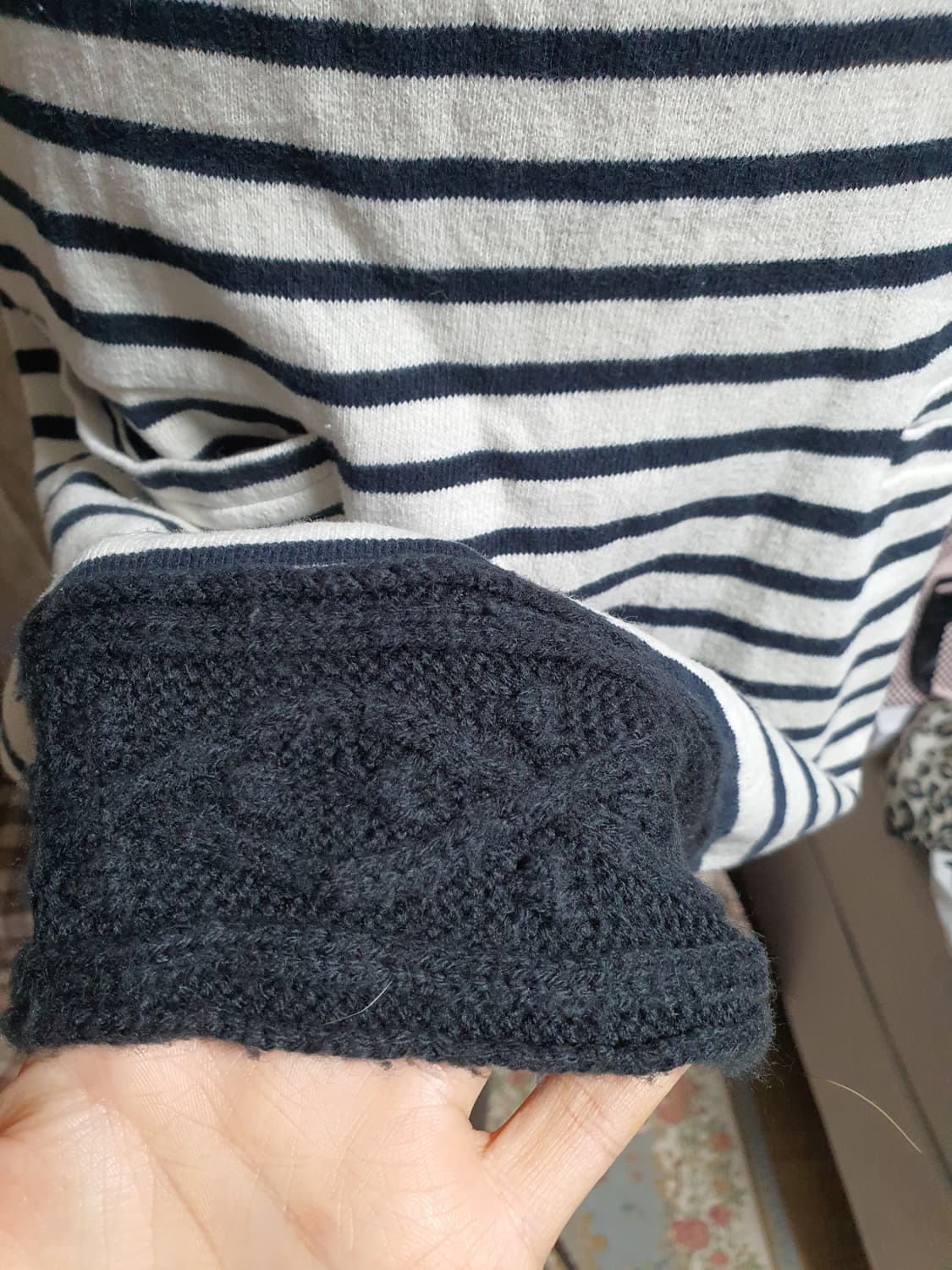 [모리걸] 너드모리 스트라이프 니트 원피스 7부 상품이미지3