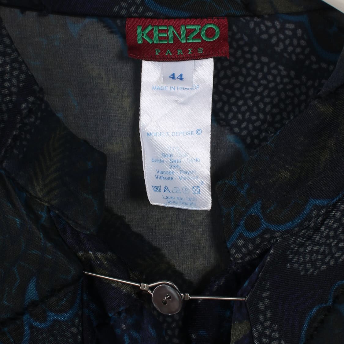 Kenzo 겐조 실크 내추럴 플라워 네이비 패턴 시스루 블라우스 상품이미지9