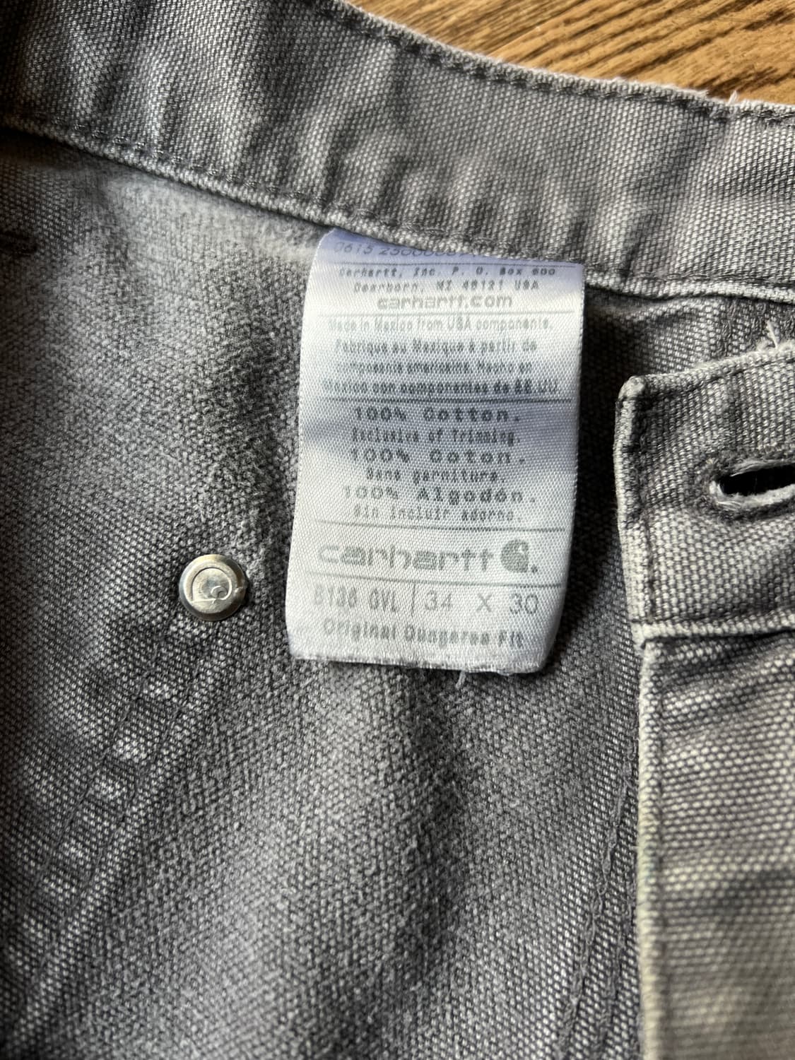 [34]칼하트 USA 빈티지 페이딩 차콜그레이 더블니 워크 팬츠 상품이미지7