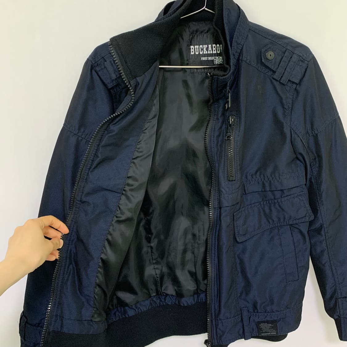 버커루 Buckaroo 빈티지 하이넥 카고 봄버 자켓 블루블랙 100 L 상품이미지3