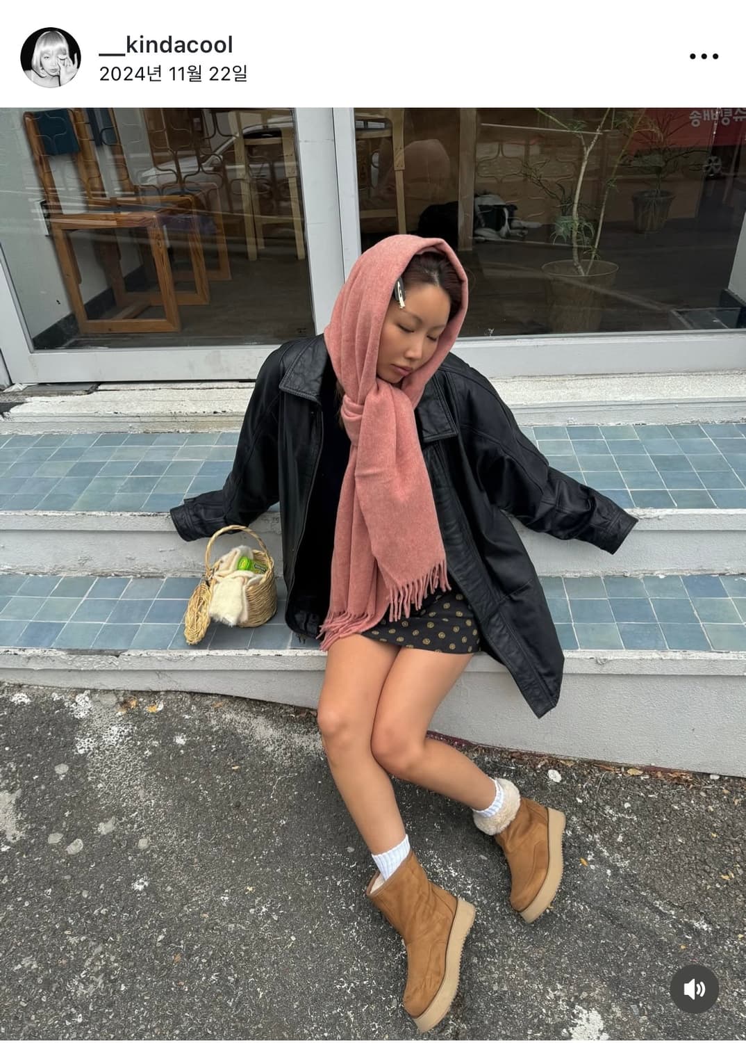 ACNE 아크네 스튜디오 머플러 로즈멜란지 장희령 구버전 상품이미지3