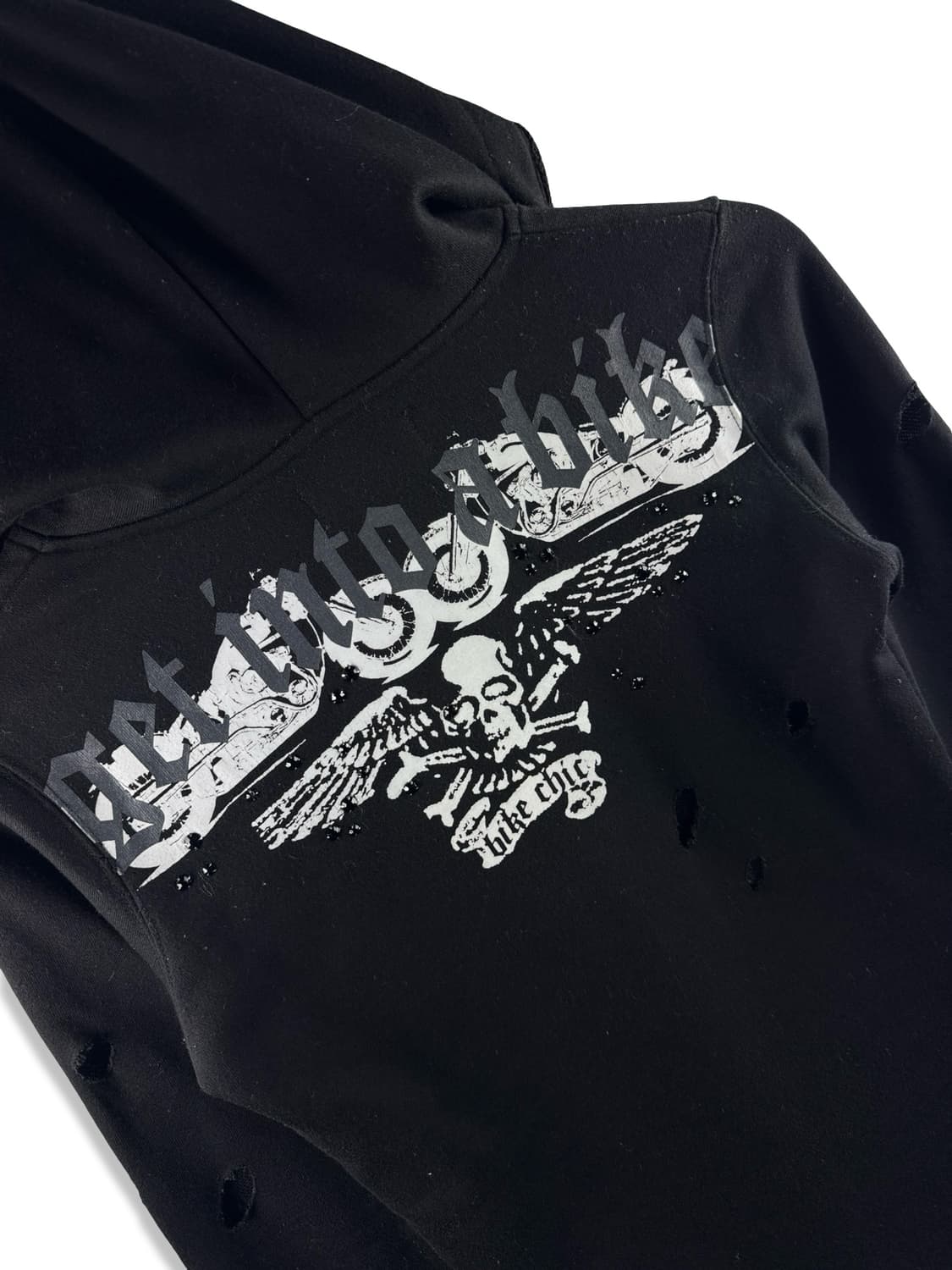 JPN 펑크 스컬 레터링 데미지 후디2893 상품이미지5