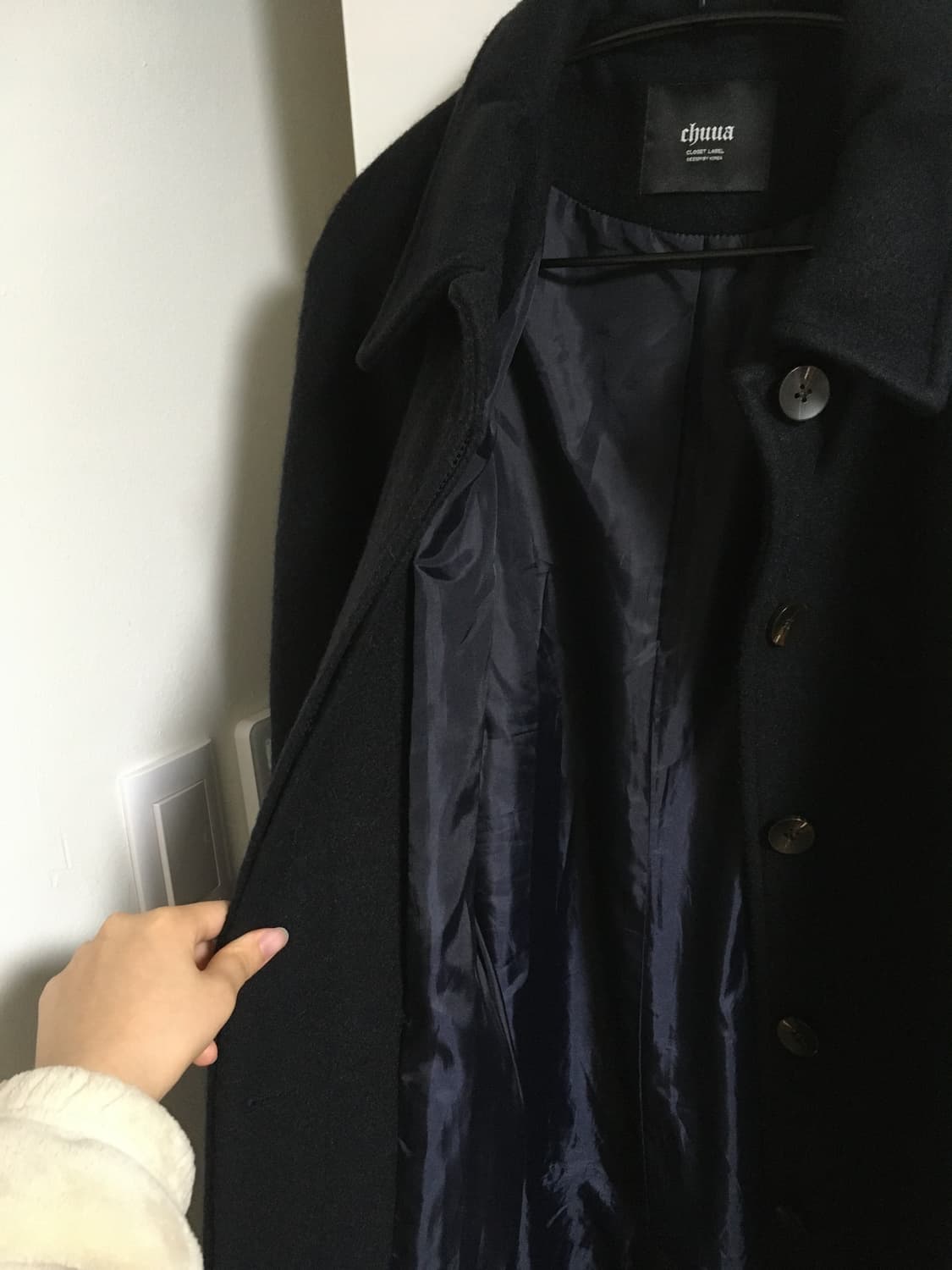 블랙네이비 롱코트 상품이미지4