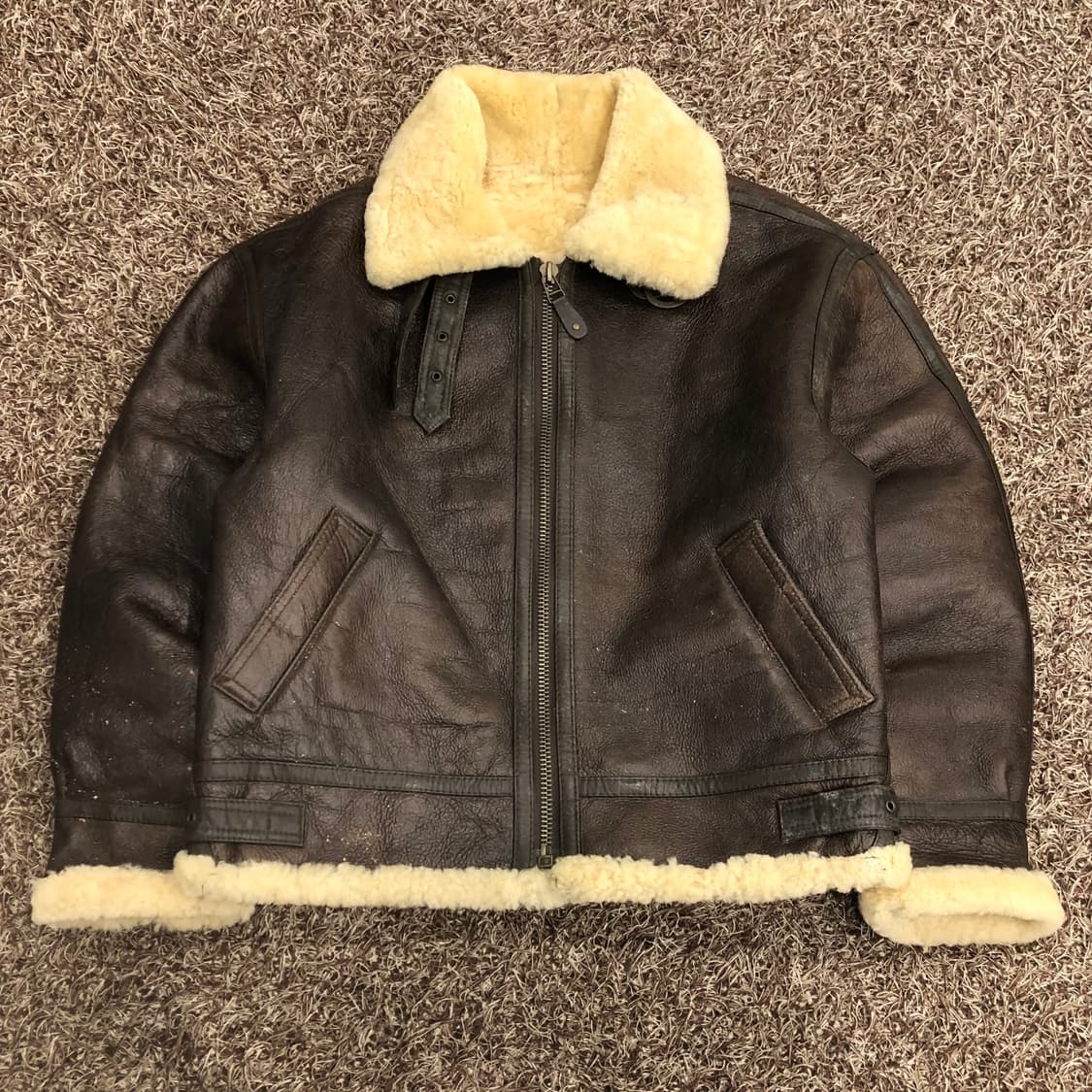 빈티지 B-3 양가죽 양털 시어링 레더 가죽 무스탕 자켓 상품이미지1
