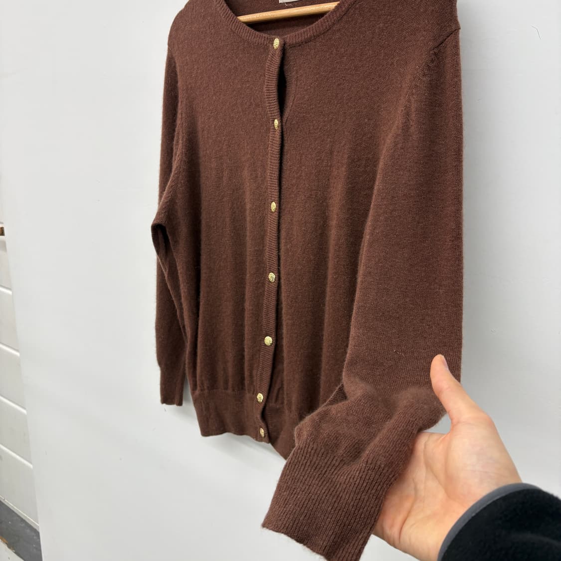 캐시미어100 meili 브라운 가디건 여L 상품이미지3