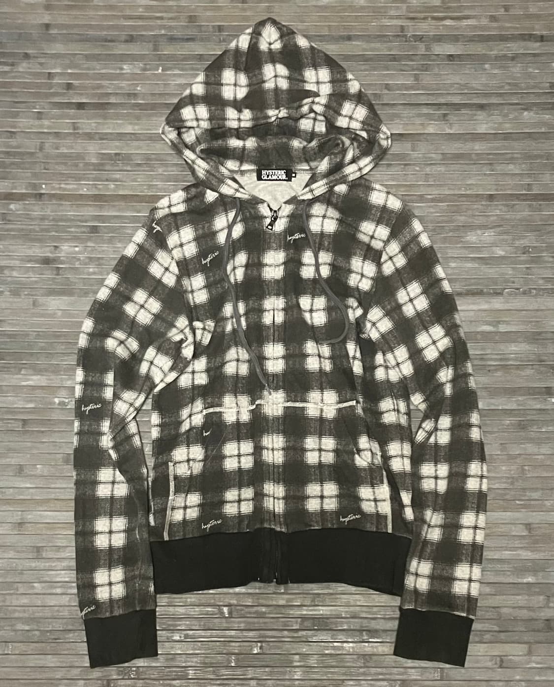Vintage mood grey check hoodie 상품이미지1