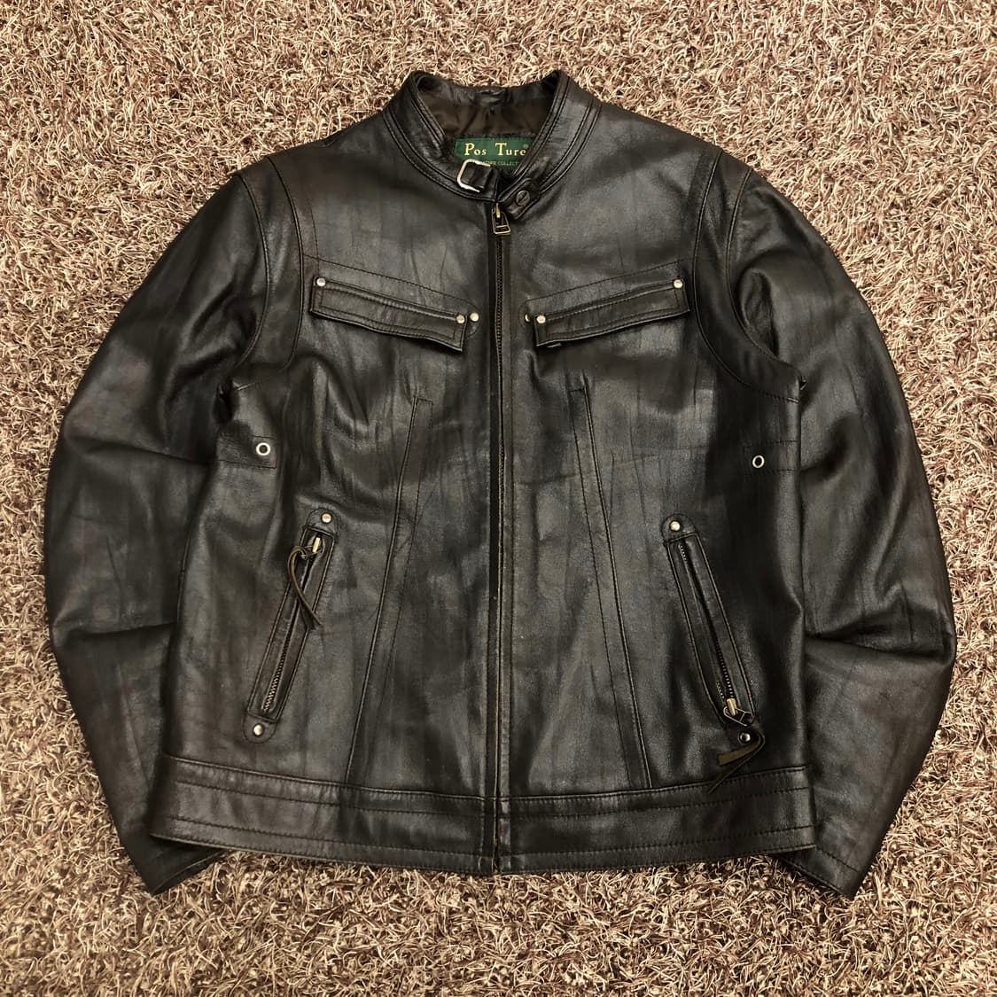 빈티지 양가죽 바이커 레더 가죽 자켓 상품이미지1