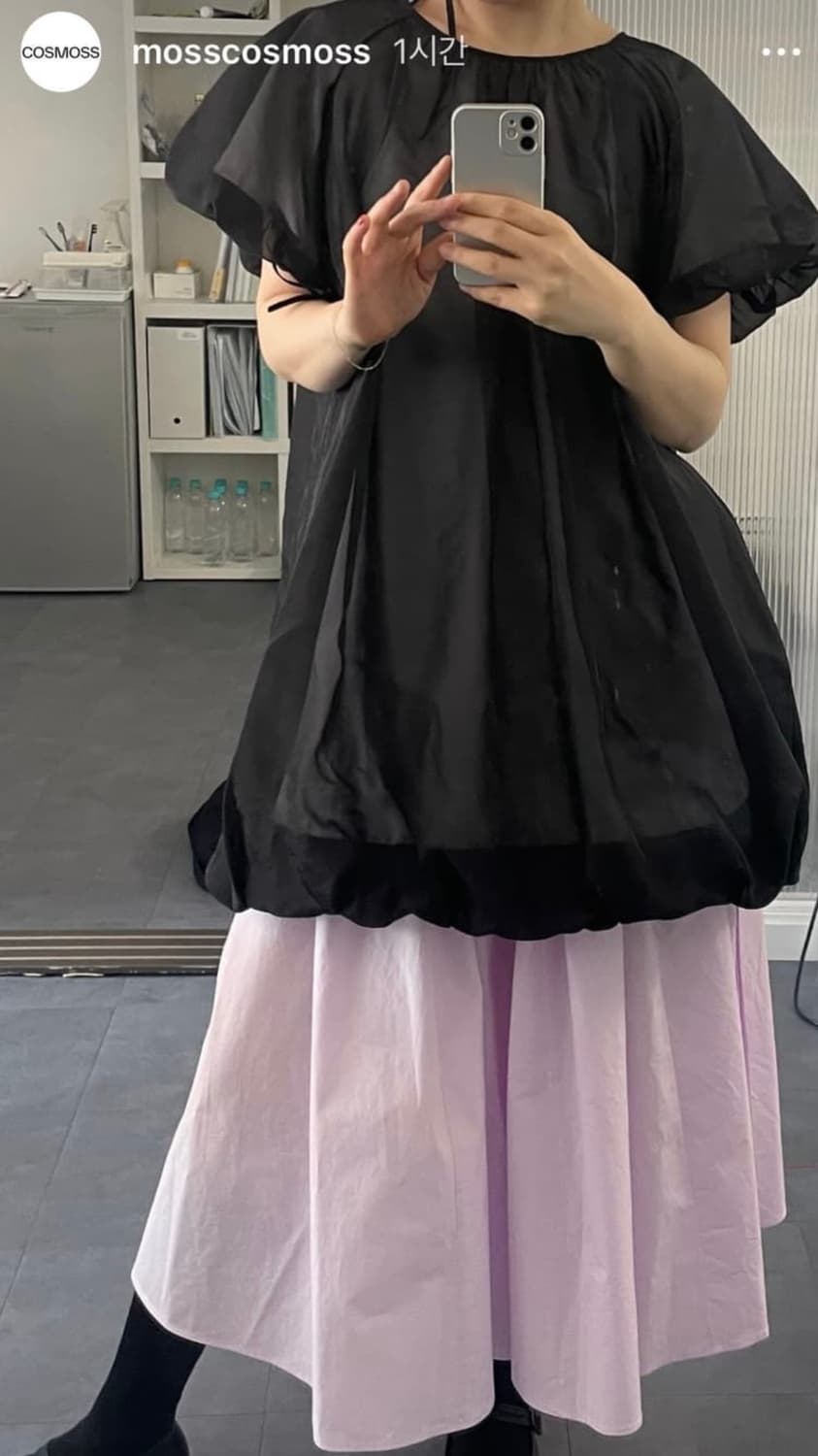 COSMOSS volume mini dress (sheer black) 상품이미지3