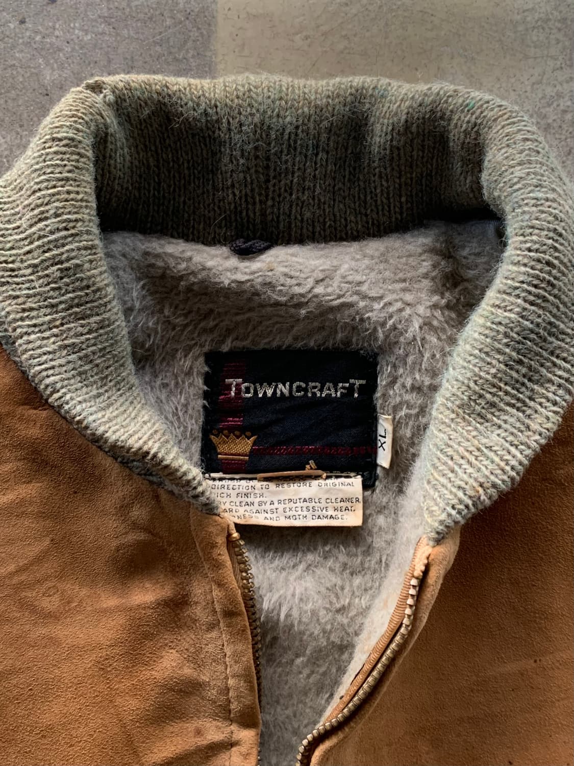 60-70s 타운크래프트 by Penney’s 울 레더 스위칭 카디건 상품이미지3