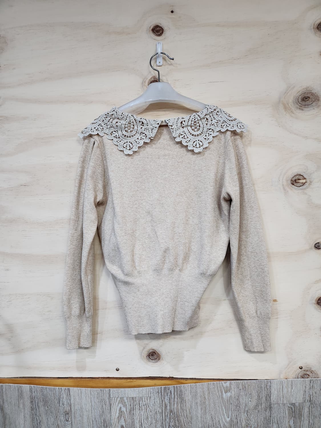 177) 레이스 칼라 니트 베이지 상품이미지2