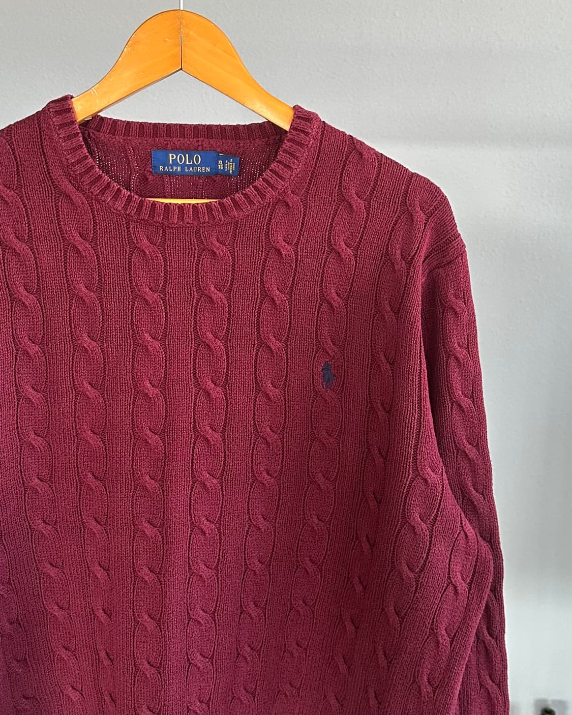 [L]폴로 랄프로렌 버건디 케이블 니트 스웨터 상품이미지2