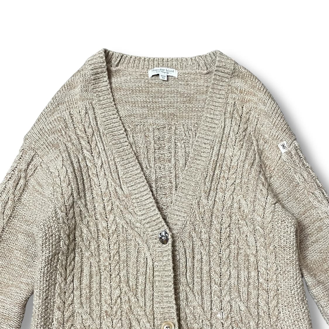 써스데이 아일랜드 꽈배기 브이넥 니트 롱 가디건 M 상품이미지3