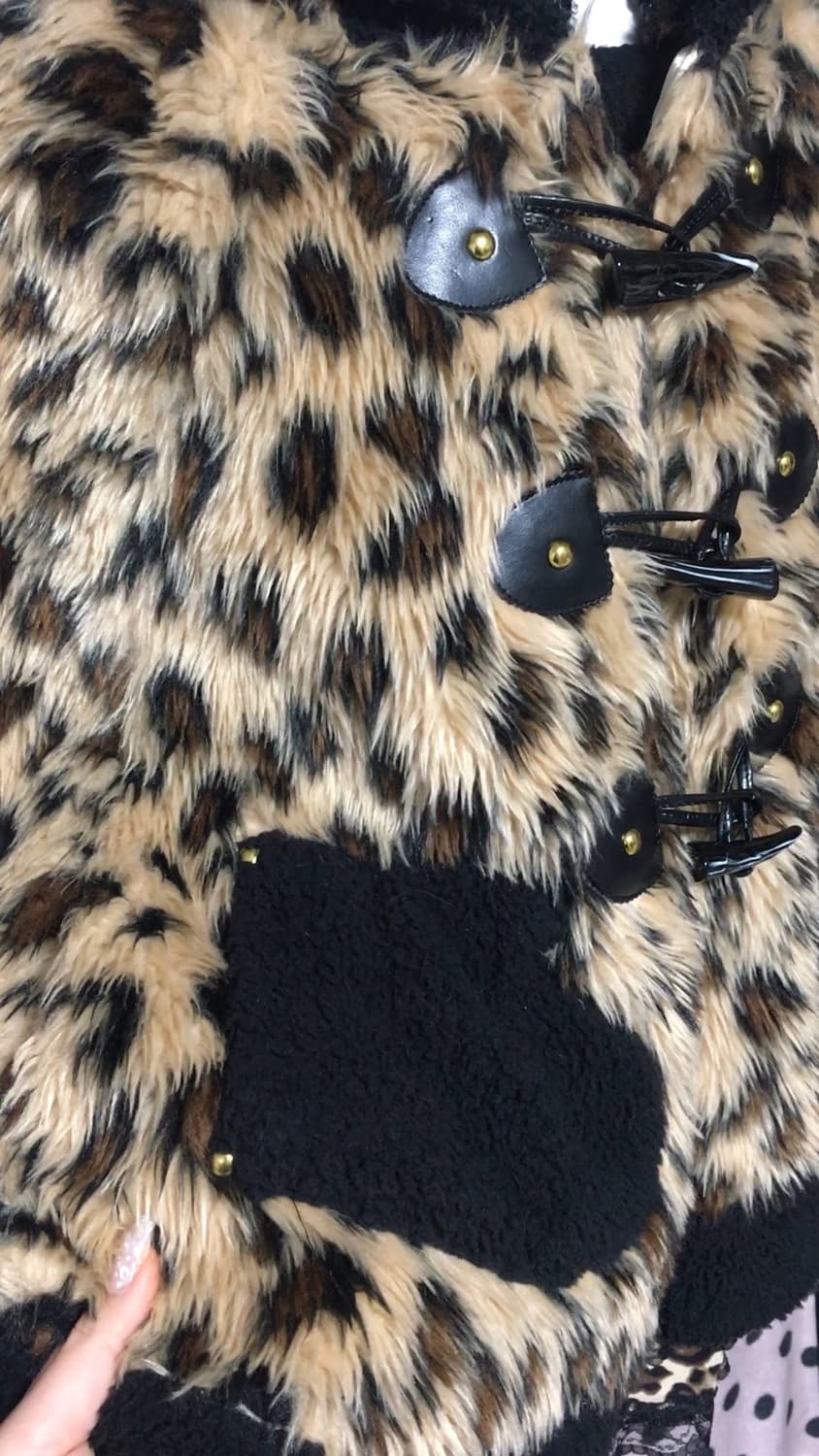 오네갸루 레오파드 퍼 판쵸 케이프 상품이미지3