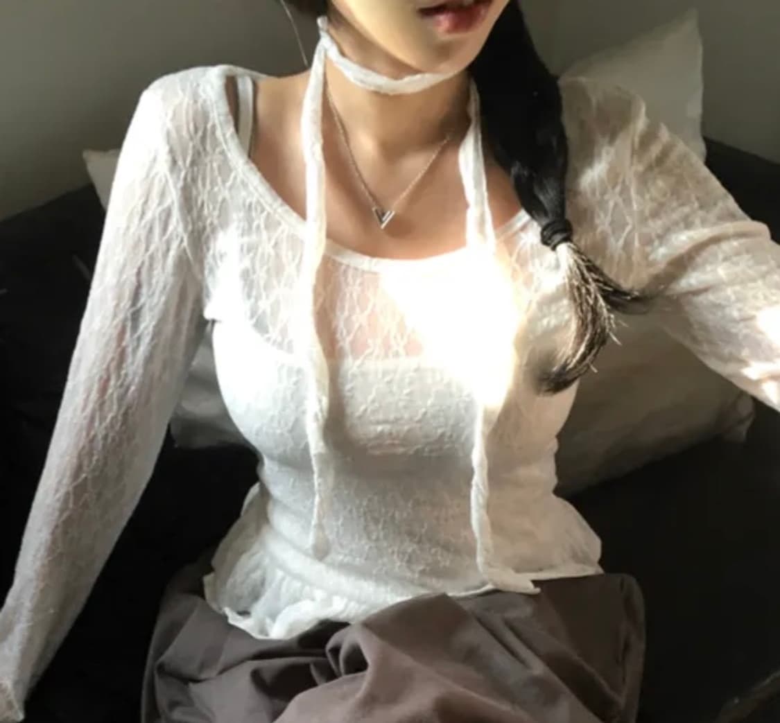 시스루 레이스 프릴t 상품이미지3