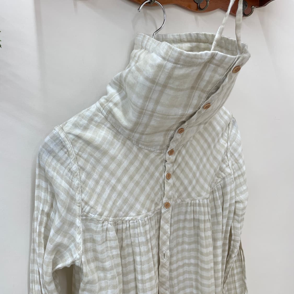 Petit fleur 체크 리버시블 롱 포켓 셔츠 상품이미지3