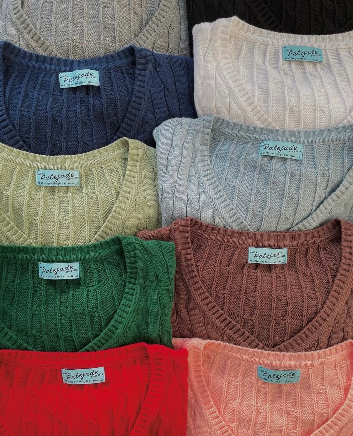 페일제이드 케이블 니트 브이넥 V넥 블랙 검정 상품이미지3