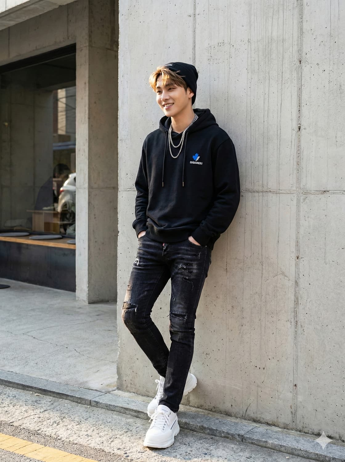 디스퀘어드2 코튼 후드 스웨트셔츠 블랙_L 상품이미지1