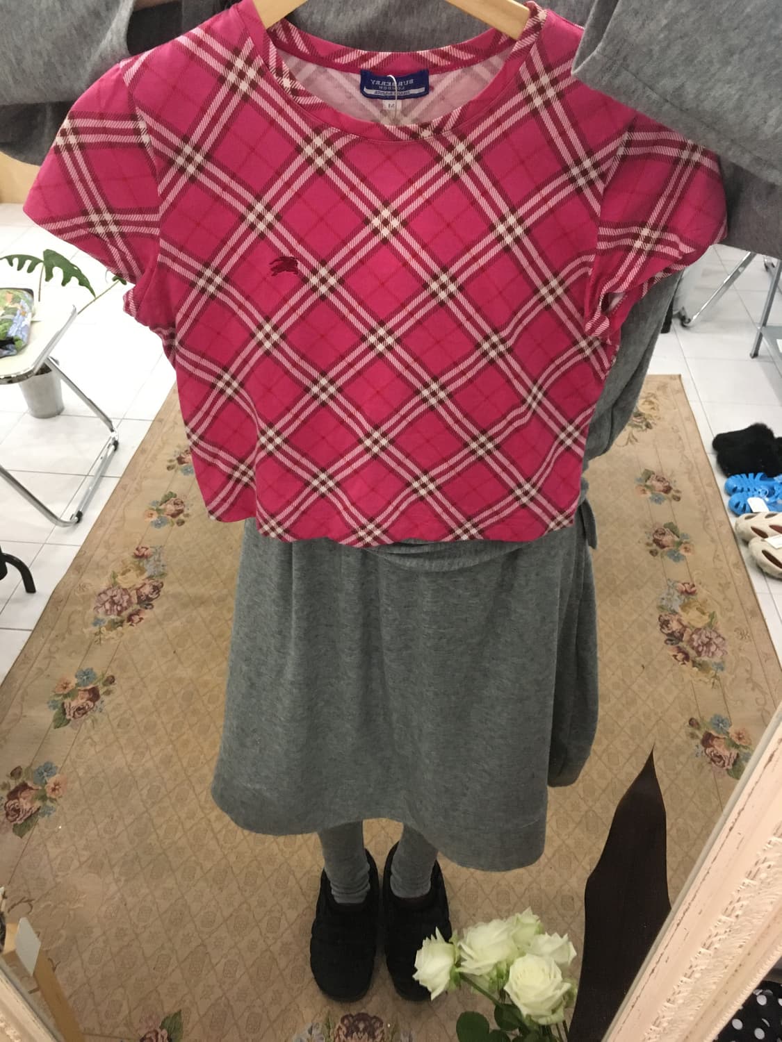 버버리 블루라벨 타탄체크 티셔츠 상품이미지2