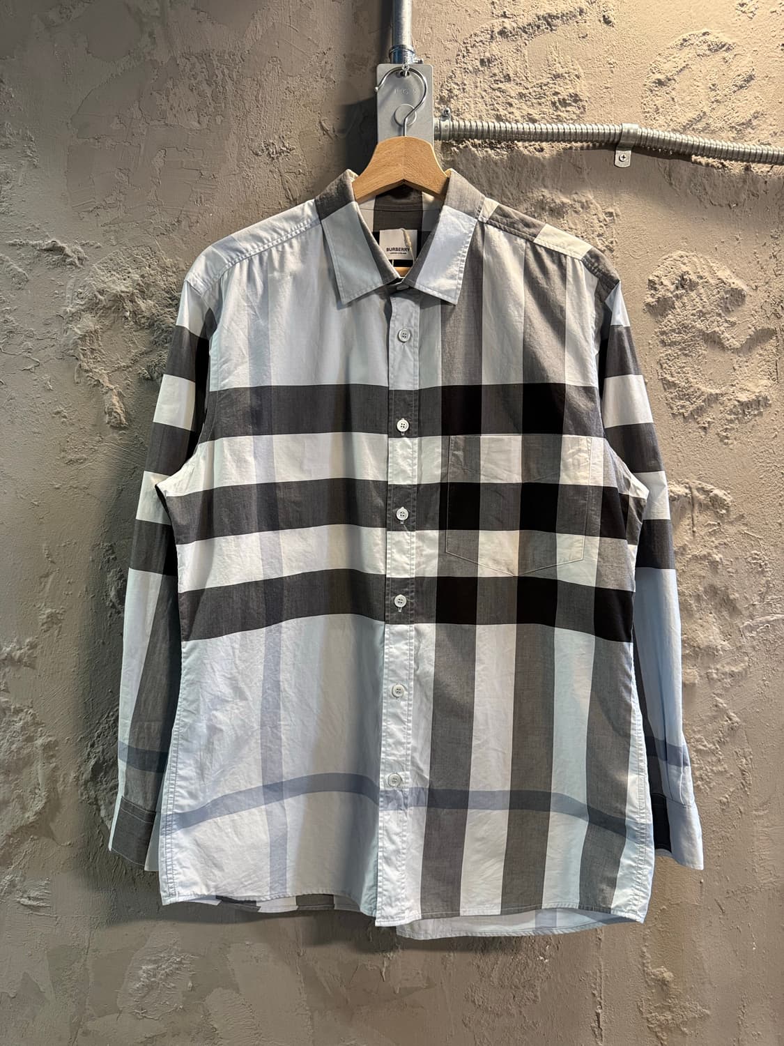 L 버버리 BURBERRY 런던 잉글랜드 체크 셔츠 라이트블루 상품이미지1