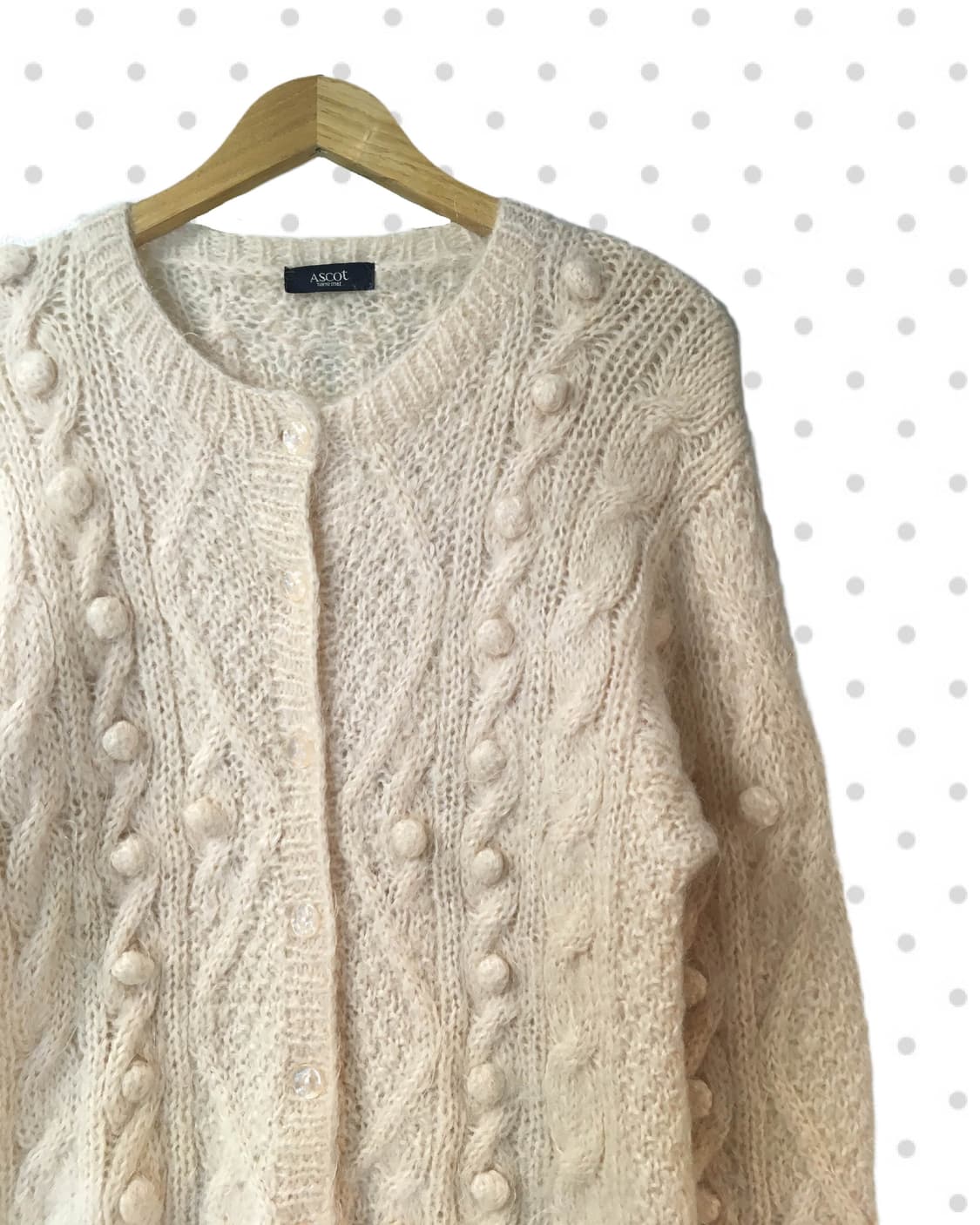 VINTAGE CABLE KNIT CARDIGAN BEIGE 상품이미지7