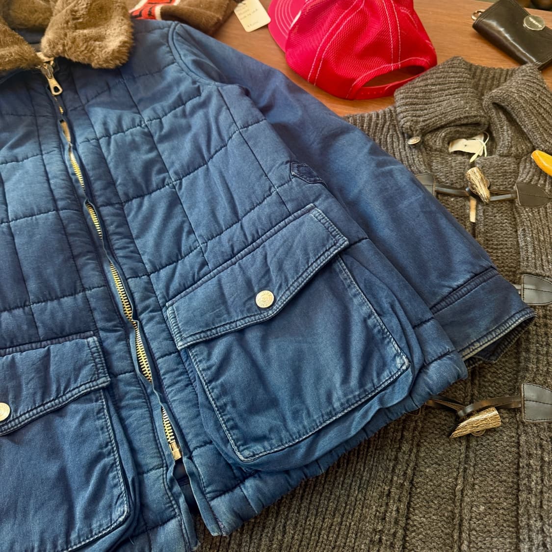 90S 아르마니 진스 이탈리아생산 탈부착 퍼카라 람포지퍼 퀼팅 자켓 상품이미지3