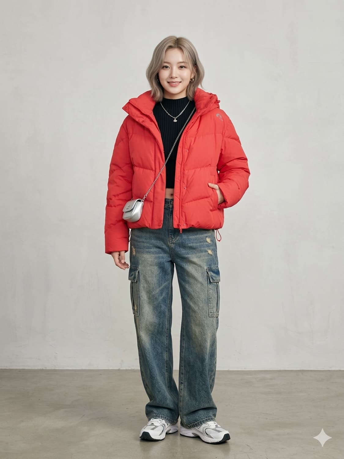 네파(NEPA) 레드 덕다운 숏패딩 자켓 상품이미지1