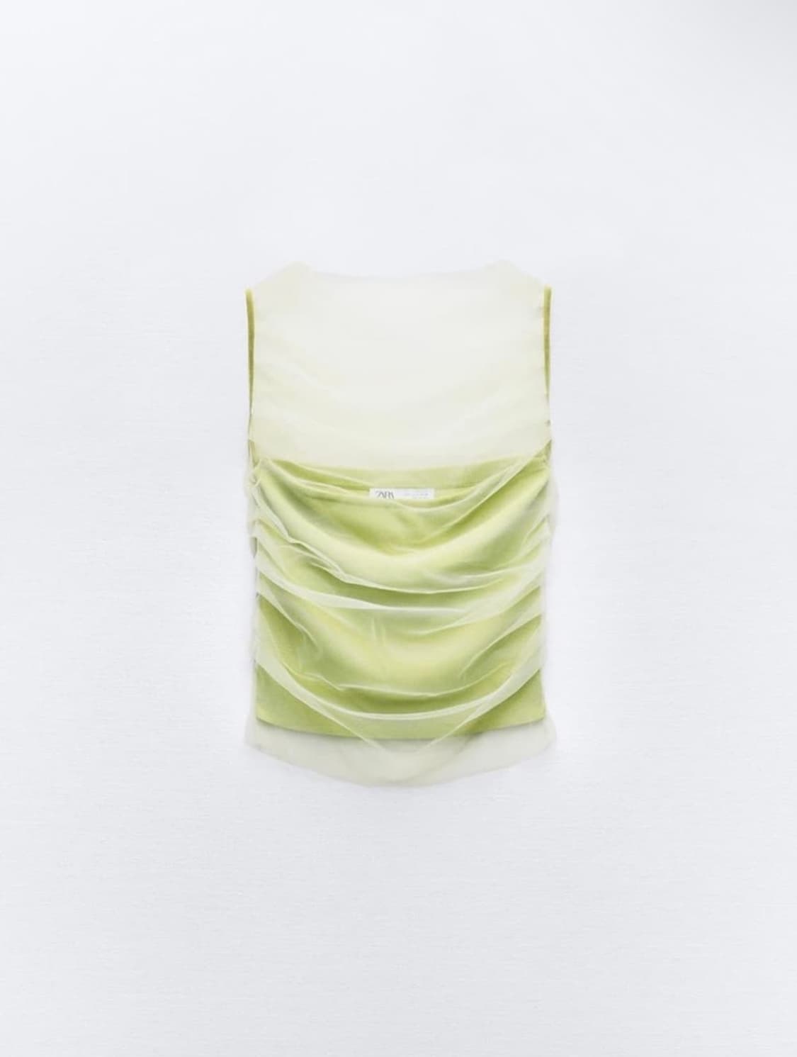 자라 튤 콤비 니트탑 라임 상품이미지1