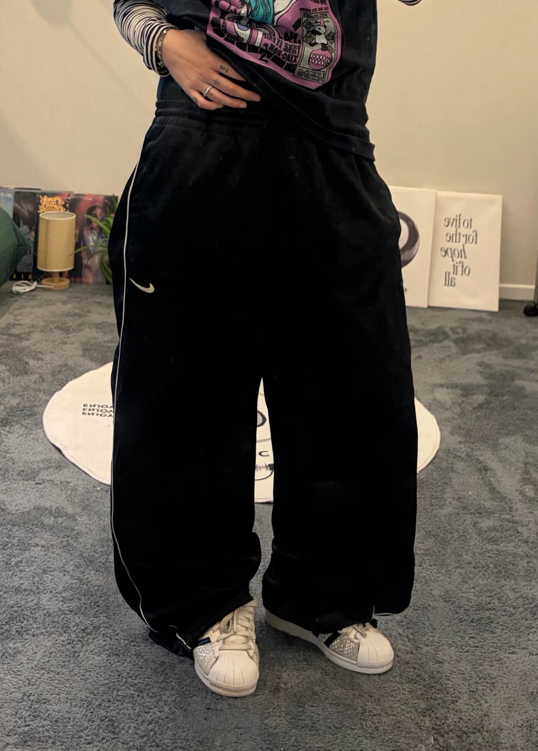 90s NIKE 올드스쿨 블랙 스트라이프 져지 트랙팬츠 상품이미지1