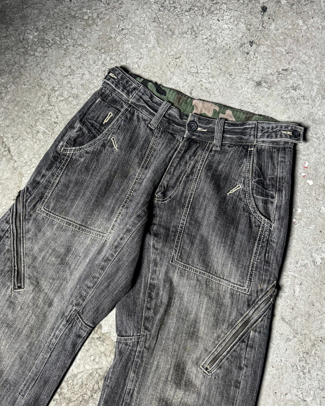 gray Denim Zip Cargo Pants 상품이미지2