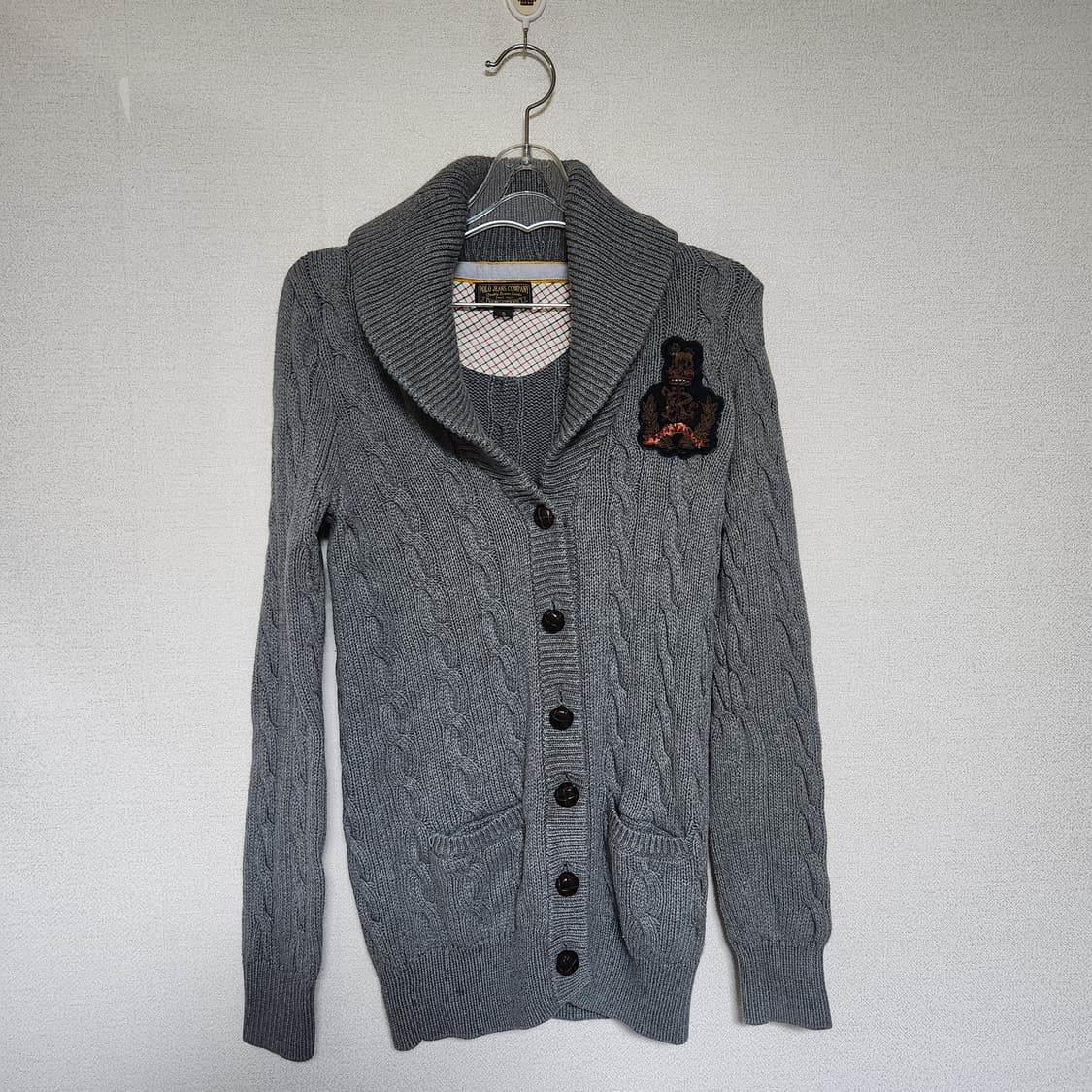 폴로 진스 케이블 꽈베기 숄 패치 가디건 S 상품이미지1