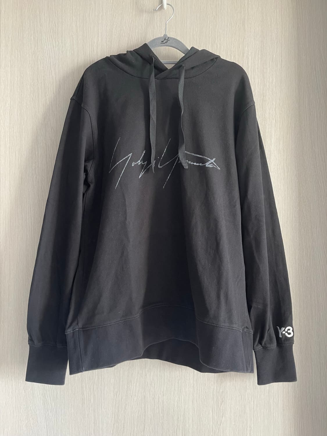 Y-3 요지야마모토 블랙 후드티 프린팅 로고 남녀공용 상품이미지2
