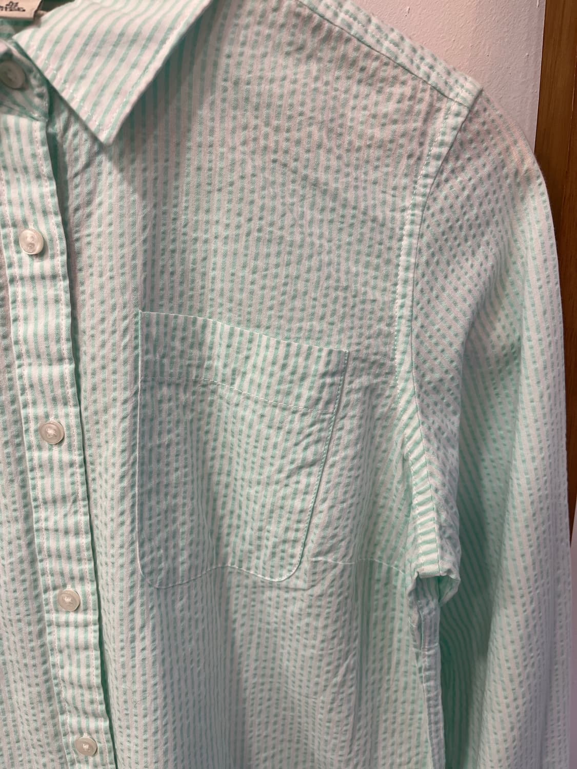 [M] 엘엘빈(L.L.Bean) 민트 시어서커 체크 셔츠 상품이미지4