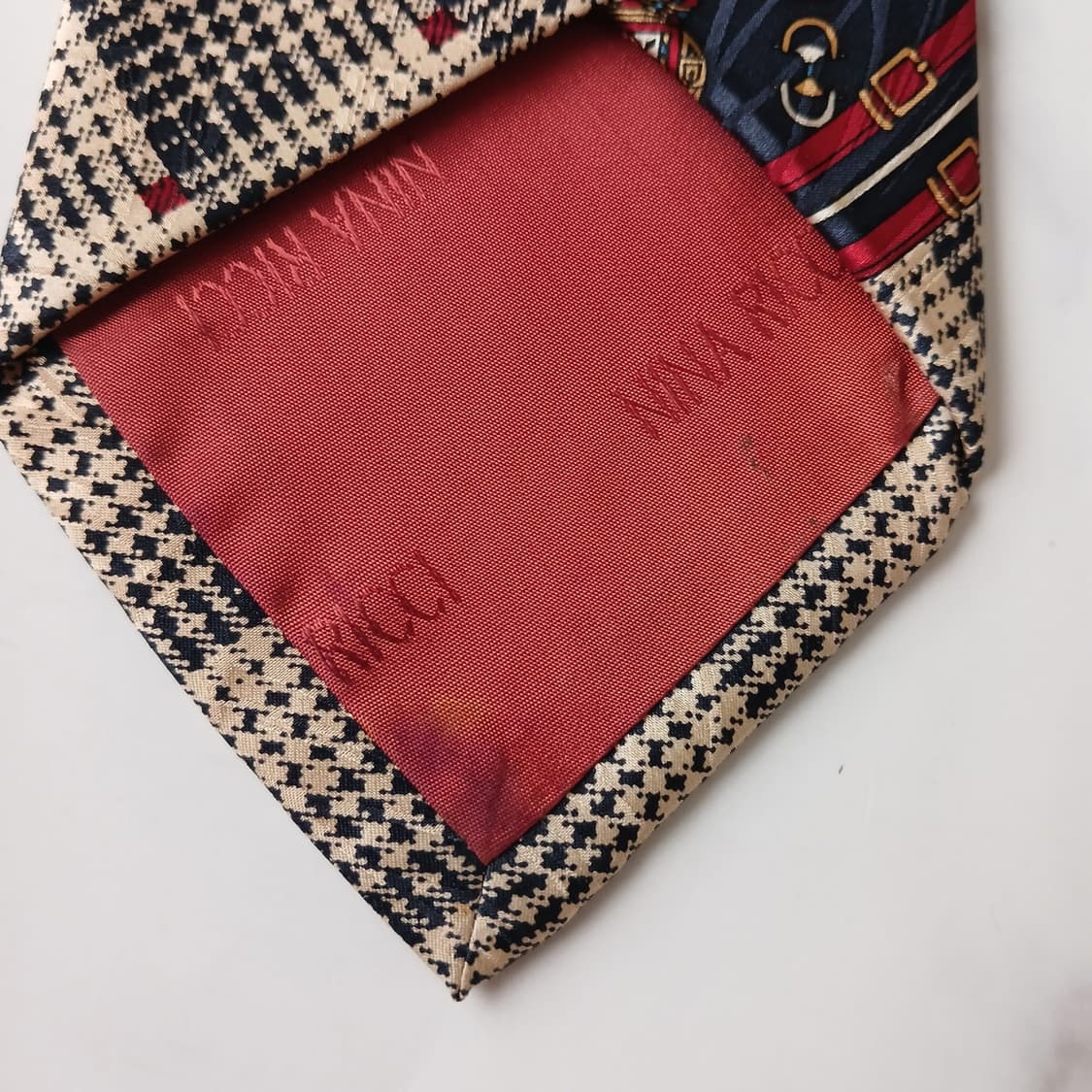 니나리치 실크 네이비 믹스 패턴 넥타이 10.1cm B등급 A19729 상품이미지8