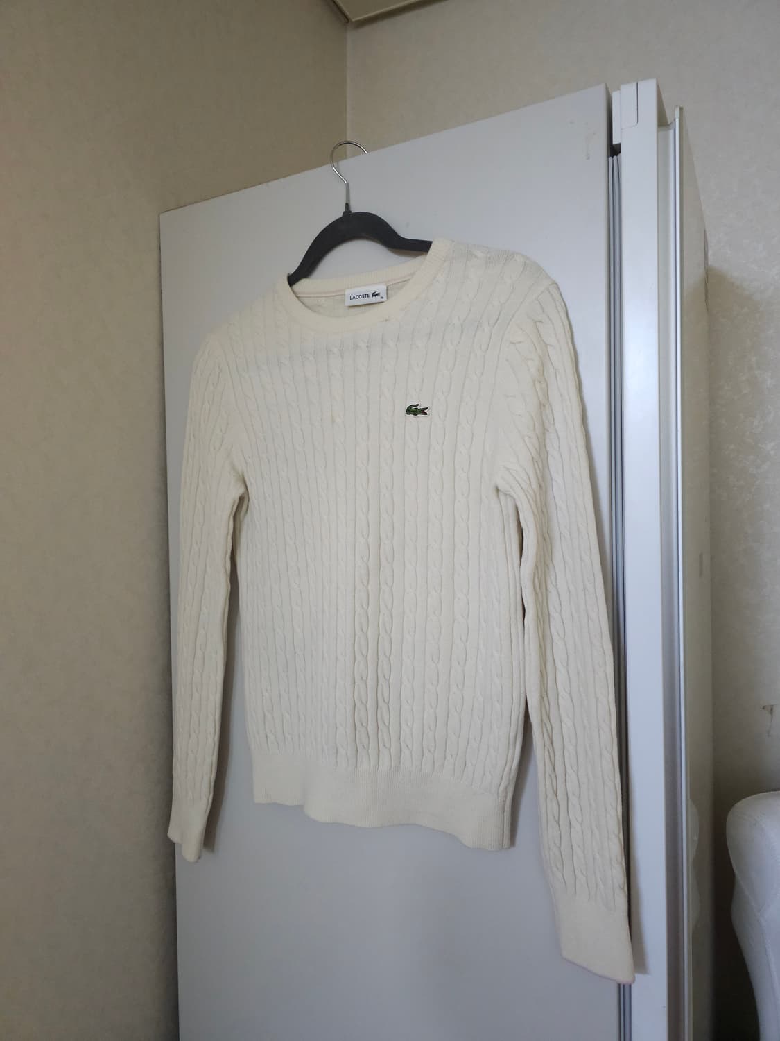라코스테 아이보리 꽈배기 니트 상품이미지1