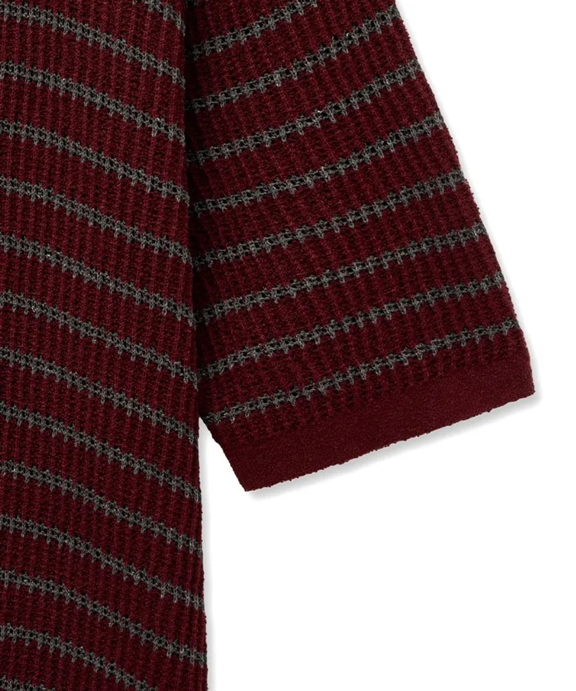 인템포무드 반팔니트 XL 허니비 스트라이프 칼라 니트웨어_와인색 상품이미지7