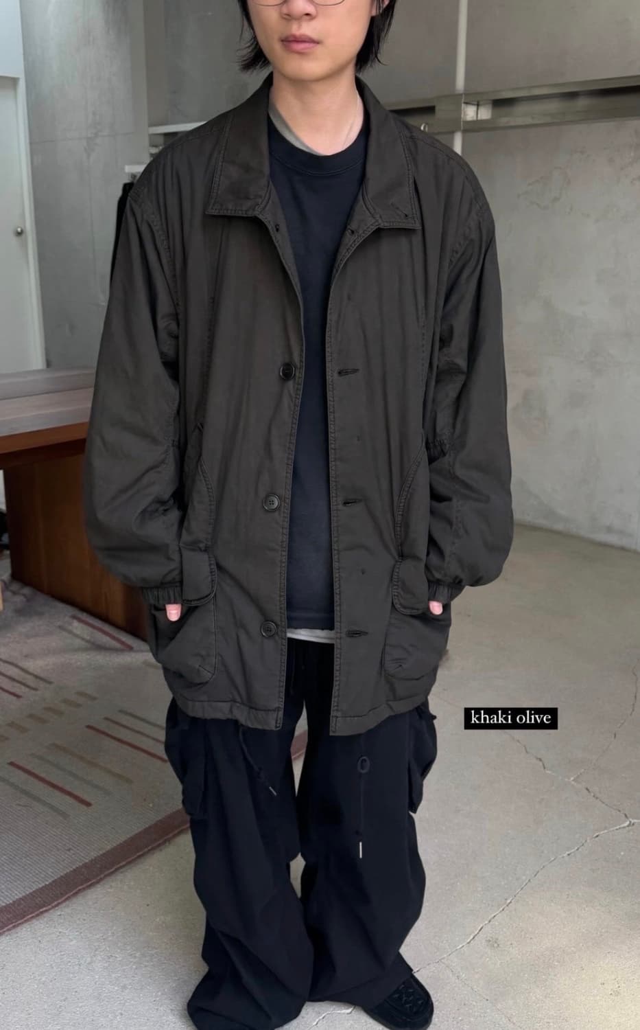 폴리테루 패디드헌트코트 카키올리브4 상품이미지2