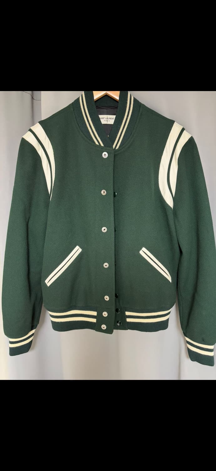 (48) 생로랑 테디 바시티 자켓 그린 상품이미지1