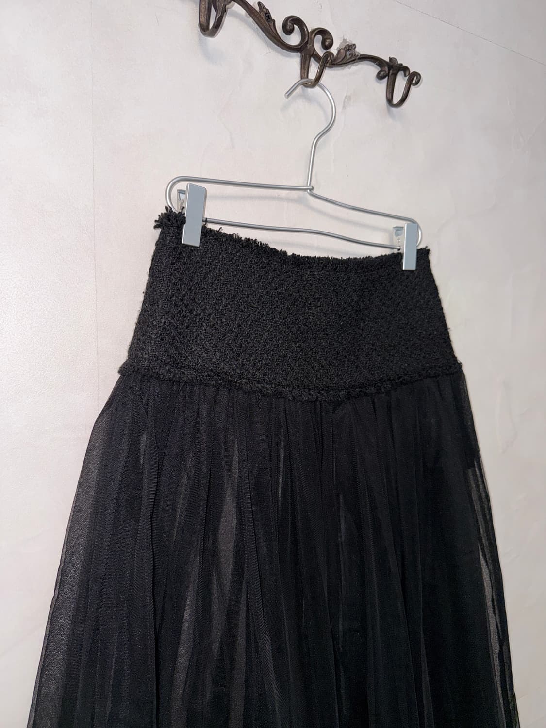 Black mesh tweed maxi sha skirt 상품이미지3