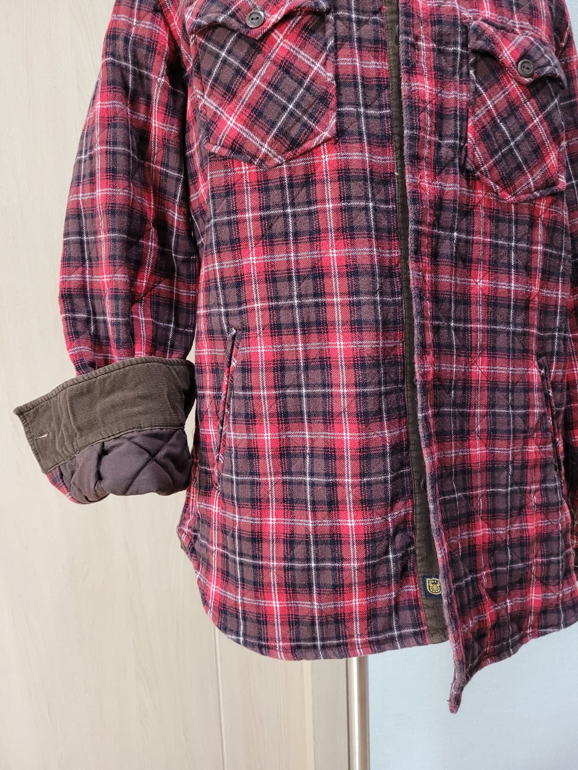 오피티 OPT 남자 패딩 체크셔츠 XL 레드 상품이미지4