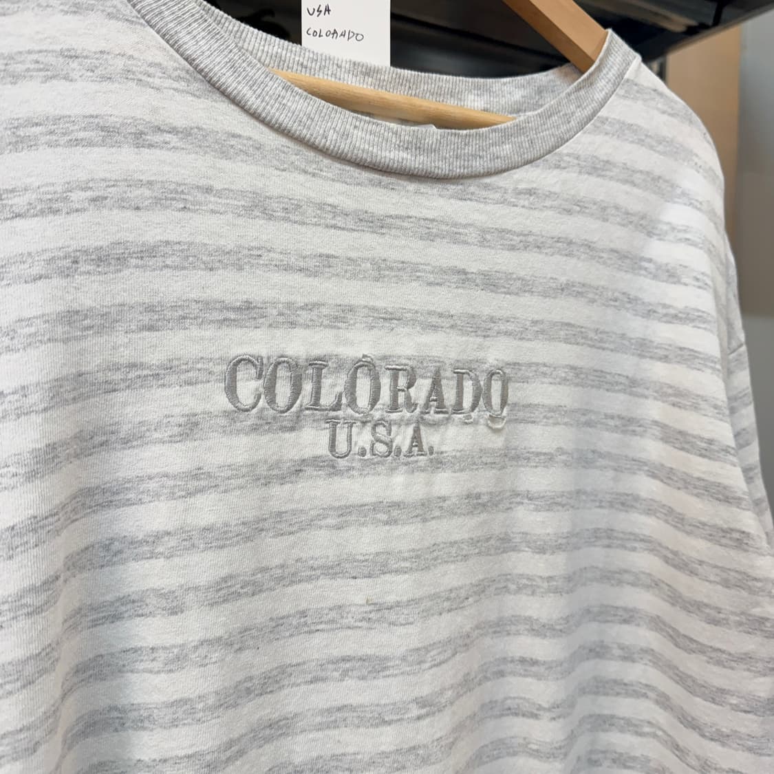 90S 콜로라도 USA MILLER 베이스 그레이 스트라이프 싱글스티치 상품이미지5