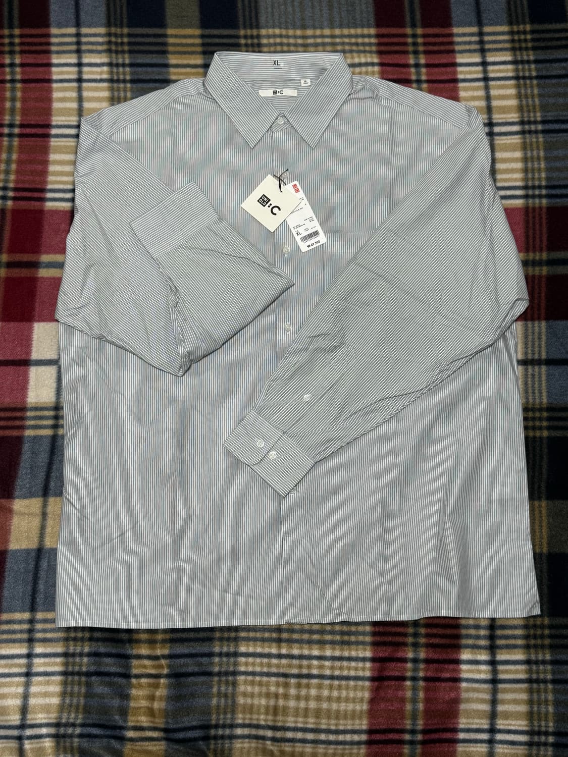 새상품) 유니클로 브로드클로스 셔츠 (블루, XL) 상품이미지1