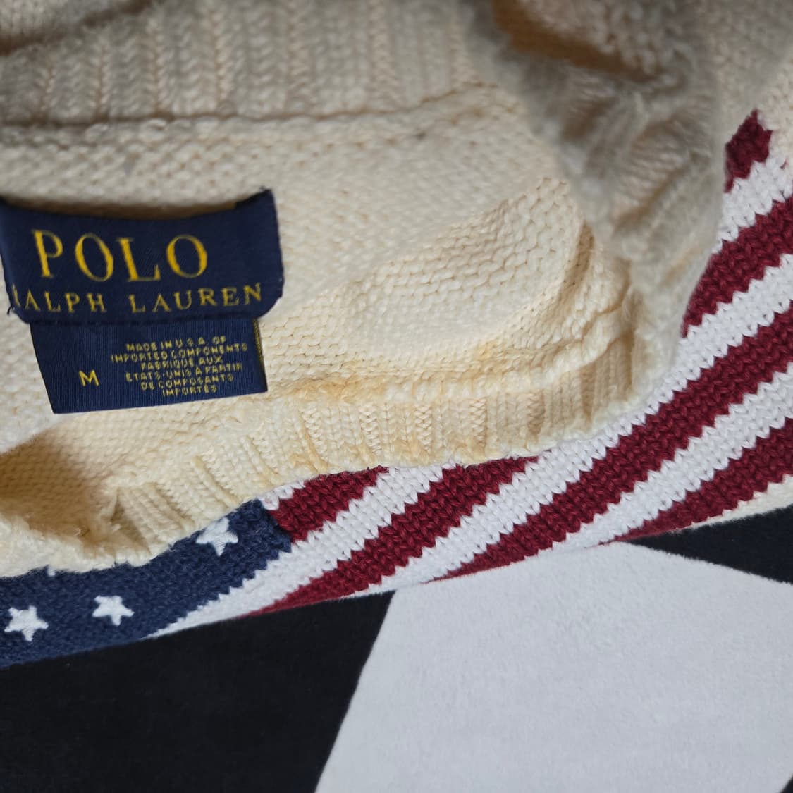 M 폴로랄프로렌 성조기 니트 크림 made in usa  상품이미지6