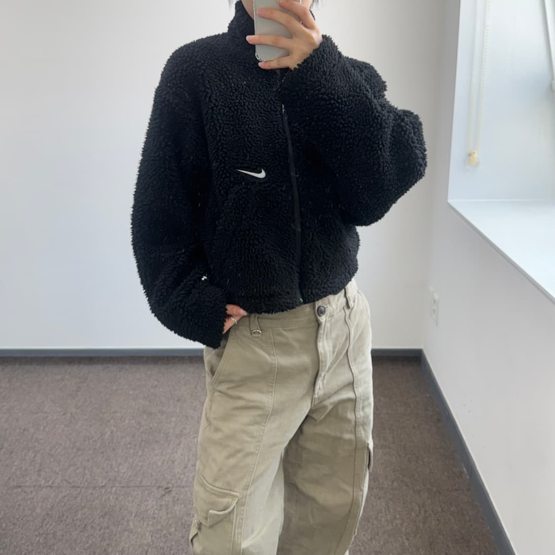 Nike 나이키 백 스우시 블랙 후리스 집업 상품이미지2