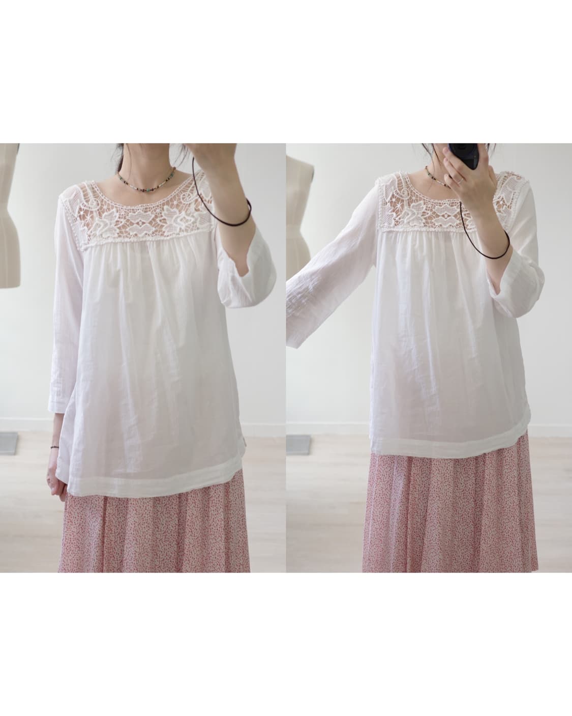 GAP white sheer shirring top 상품이미지1