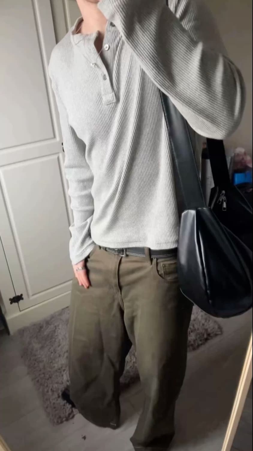 와플 헨리넥 크롭 티셔츠 상품이미지1