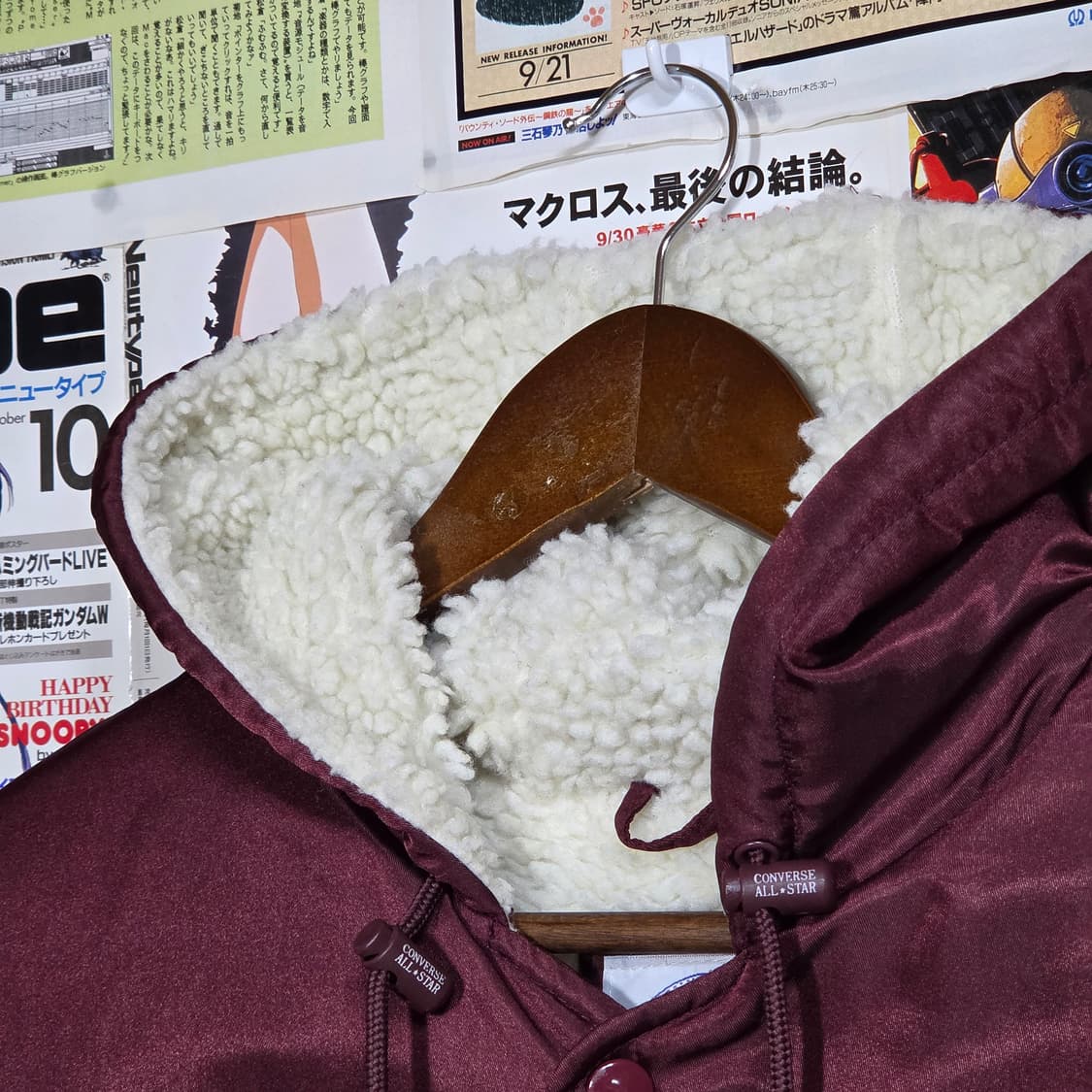 컨버스 일본판 뽀글이 프린팅 버건디 돕바 자켓  상품이미지3