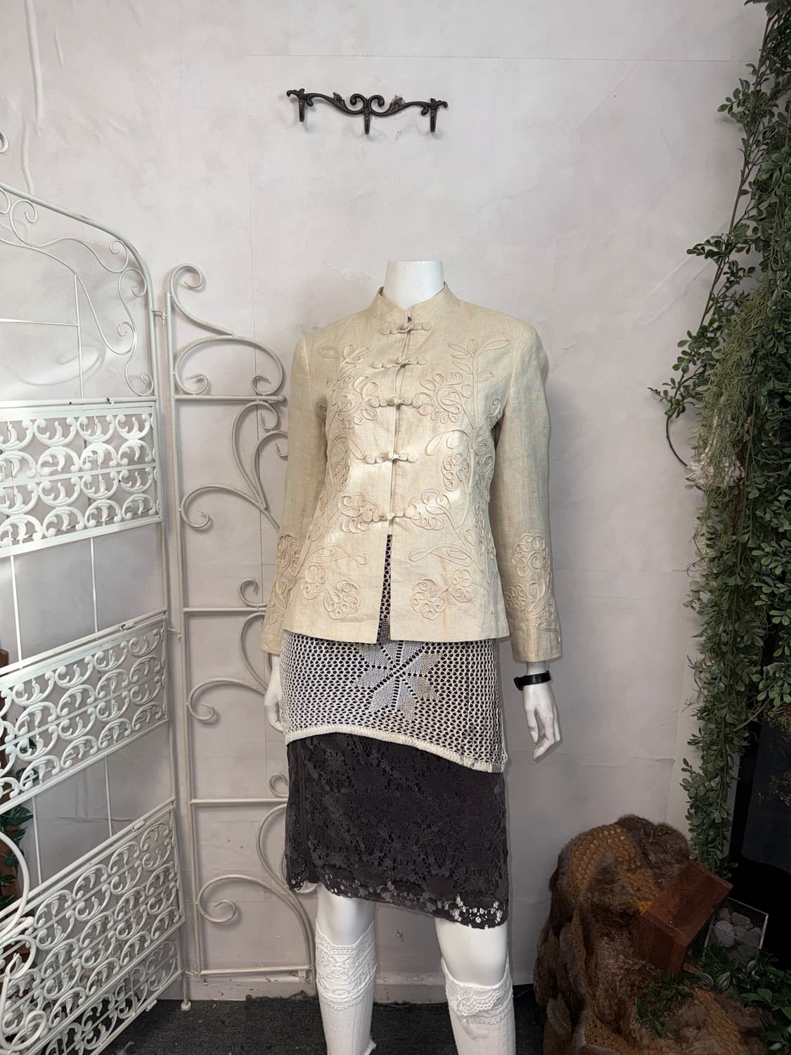 Talbots ivory linen oriental button jk 상품이미지6
