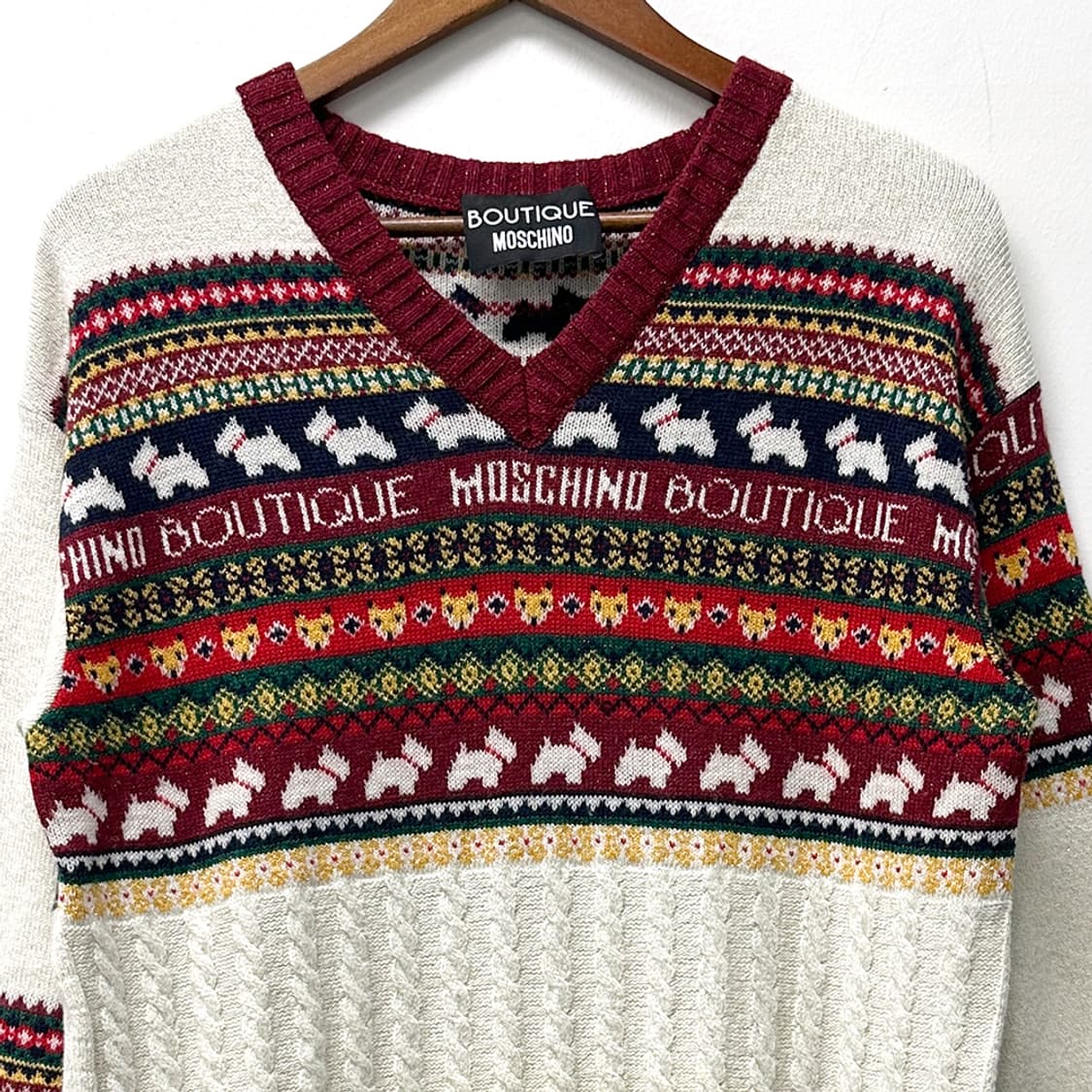 모스키노 부띠끄 울 블렌드 페어아일 아가일 패턴 니트 원피스 드레스 여성 상품이미지2