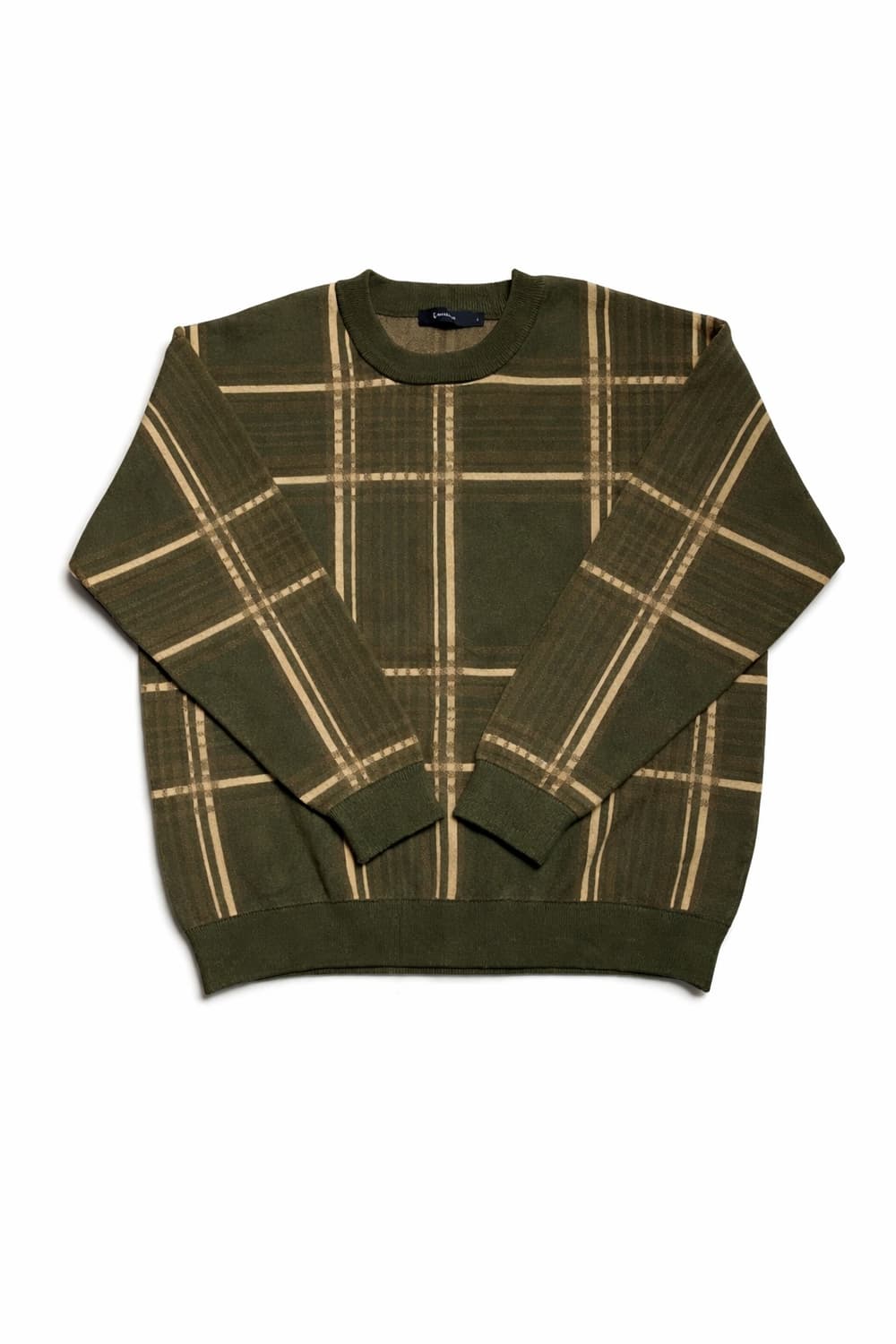 JPN 일본 빈티지 레이지블루 아메카지 Y2K 올리브 체크 니트 스웨터 상품이미지1