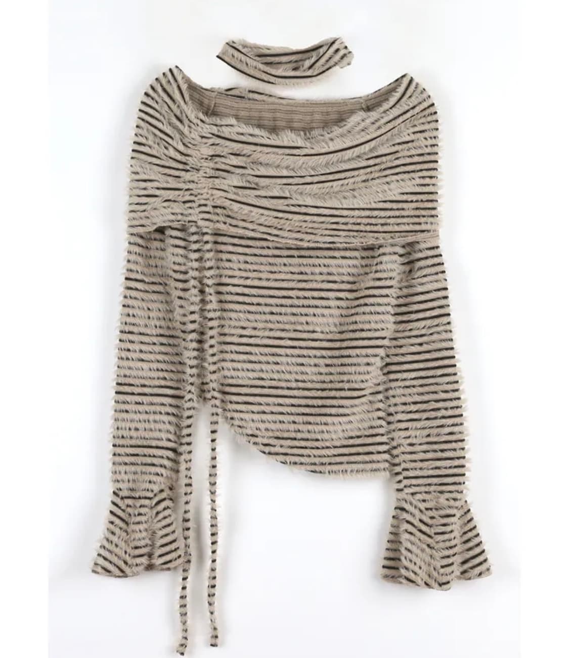 스트라이프 초커 오프숄더 니트 상품이미지5